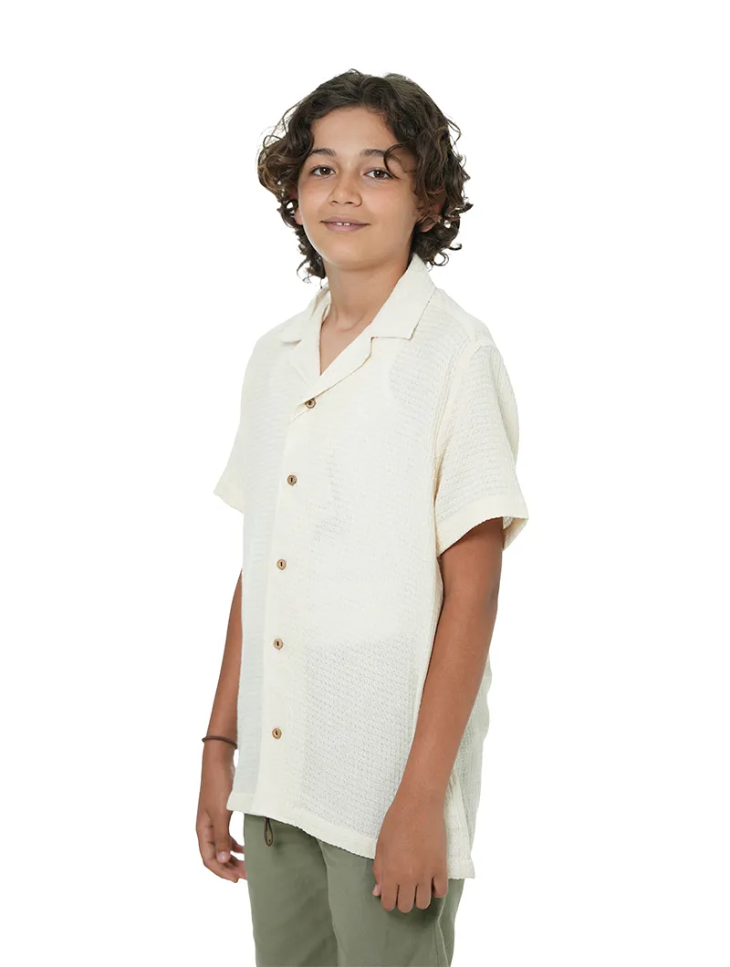 Chemise à manches courtes avec lin